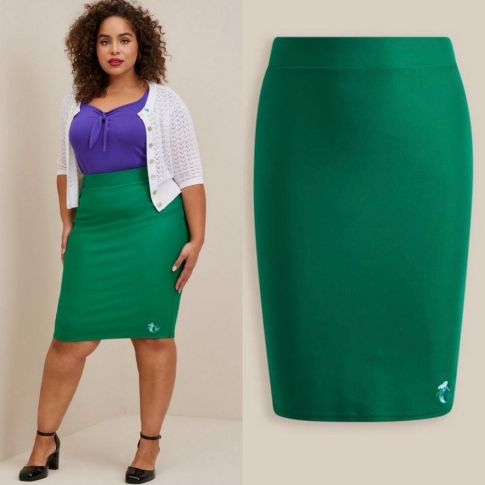 Torrid Disney The Little Mermaid Ariel Pencil Midi Ponte Skirt